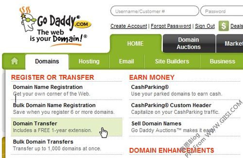把域名转入Godaddy \