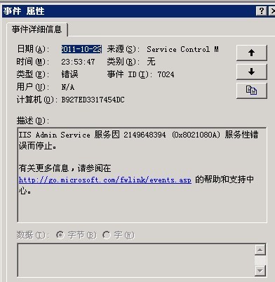IIS�޷����������Դ����ֹͣ�������