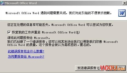 ��Word����ʾ���ʹ��󱨸�