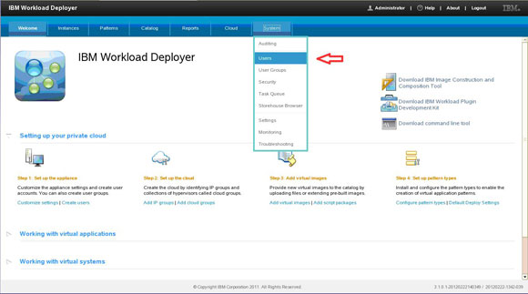 �� Workload Deployer ��������̨�� Users ����